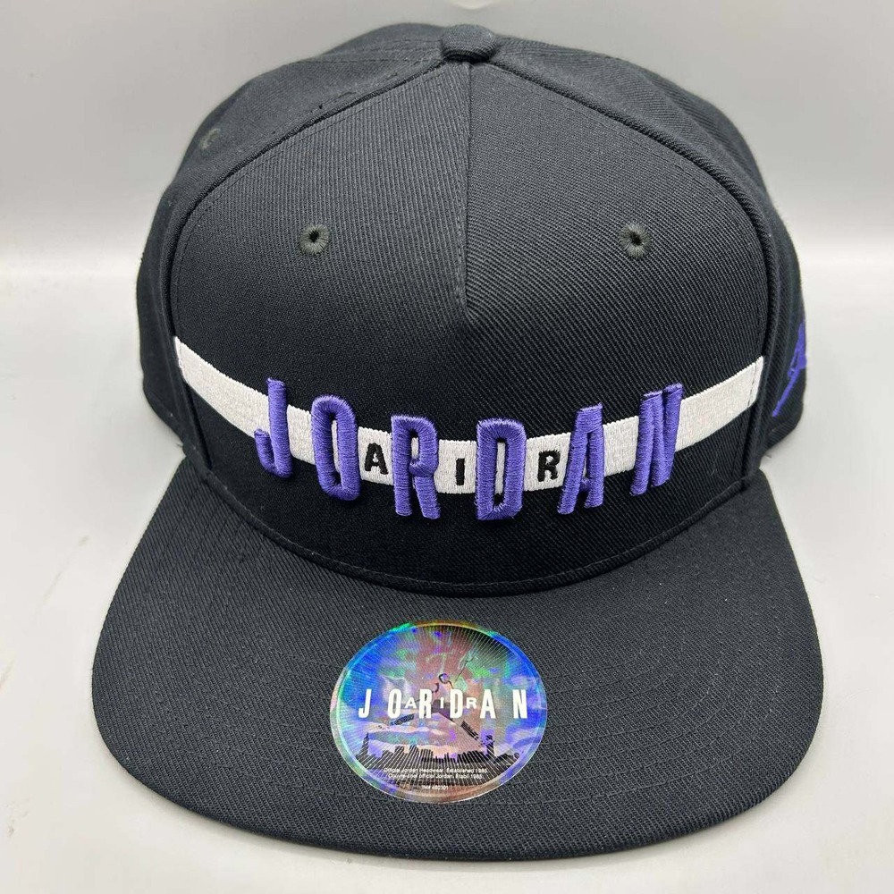 Air Jordan Hat Men Black Purple Embroidered Jumpman Snap Back Cap